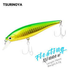 Tsurinoya dw34 78mm 9.2g flutuante minnow isca de pesca laser artificial dura profundidade de mergulho 0.8-1.2m pesca wobblers 2024 - compre barato