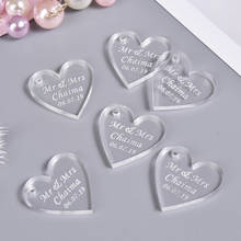 20Pcs Personalized Engraved Clear Love Heart Wedding Tags Clear Baptism Name Tags Baby Shower Favors Party Festival Gifts 2024 - buy cheap