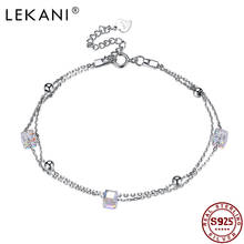 LEKANI-pulseras de plata de ley 925 para mujer, accesorio cuadrado geométrico, cristal austriaco, ajustable, joyería fina 2024 - compra barato