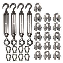 4-Pcs Turnbuckle/Tension(Eye&Hook, M6), 16-Pcs 1/8 Inch Wire Rope Cable Clip/Clamp(M3), 8-Pcs Thimble(M3), Stainless Steel Kit 2024 - buy cheap