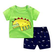 Комплект детской одежды для маленьких девочек; летняя хлопковая футболка + шорты; Детский костюм из двух предметов для мальчиков и девочек 2024 - купить недорого