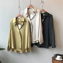 2020 Spring Women Summer Blouse Casual Women Solid Color Long Sleeve V Neck Pullover Chiffon Office Blouse Shirt Feminina Top 2024 - buy cheap