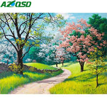 AZQSD Painting By Numbers Tree Landscape Oil Painting By Numbers Hand Paint Canvas 50x40cm Unframed Decoration Gift Diy Art 2024 - buy cheap