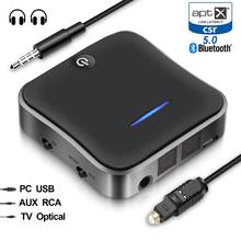 Receptor transmisor inalámbrico con Bluetooth 5,0, adaptador óptico para TV/auriculares/coche, aptX HD de baja latencia de Audio de 3,5mm Aux/RCA, par de 2 2024 - compra barato