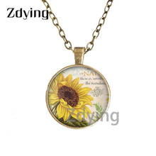 Zdying Retro Sunflower Necklace Flowers Glass Cabochon Birds Bike Photo Women Chain Statement Necklace Jewelry Bijoux ZZ100 2024 - buy cheap