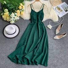 Women V Neck Sexy Long Dress New 2019 Summer Spaghetti Strap Beach Wear Long Robe Ladies Elegant Backless Bodycon Maxi Dresses 2024 - buy cheap