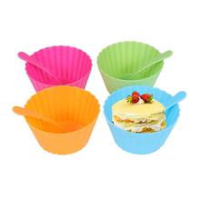 Cuencos de plástico reutilizables para ensaladas y helados, cuencos con cucharas, vajilla de cocina colorida, 4 piezas 2024 - compra barato