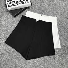 Шорты женские с завышенной талией, уличная одежда с широкими штанинами, повседневные трапециевидные Короткие штаны на молнии, черные белые, в Корейском стиле, на осень-зиму 2024 - купить недорого