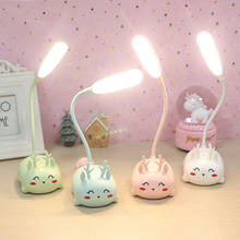 Светодиодная настольная лампа с зарядкой от USB, ночсветильник с милым мультяшным котом, свиньей, Кроликом, оленем для детей, подарок на Рождество, для обучения и чтения 2024 - купить недорого