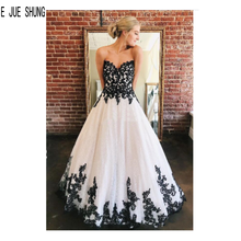 E JUE SHUNG Black and White Wedding Dresses Sweetheart Appliques Lace Up Back Wedding Bridal Gowns Robe De Mariee 2024 - buy cheap