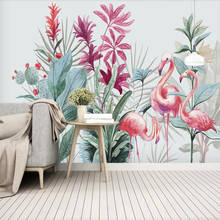 Milofi personalizado grande 3d papel de parede mural nordic flamingo folha de banana sala estar quarto decoração mural 2024 - compre barato