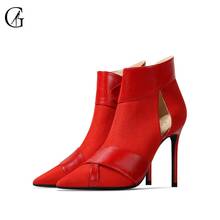 GOXEOU-zapatos de tacón de aguja para mujer, calzado Sexy de PU, color rojo mate, con recorte lateral y correa de parche, para fiesta y oficina, talla 32-46 2024 - compra barato