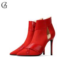 GOXEOU Women's Pumps PU Matte Red Flock Side Cutout Patch Strap Stiletto Heels Party Sexy Fashion Office Lady Shoes Size 32-46 2024 - buy cheap