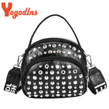 Yogodlns Fashion Rivet Shoulder Bag Women PU Leather Saddle Bag Round Small Crossbody Bag Designer Messenger Handbag Lady Purse 2024 - buy cheap