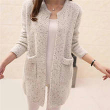 Winter Warm Fashion Women Solid Color Pockets Knitted Sweater Tunic Cardigan New Crochet Ladies Sweaters Tricotado Cardigan 2024 - buy cheap