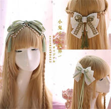 mori girl Lolita Lace Trim KC hair pin  Bow Handwork Hair Accessories Headwear Women's Headdress B465 2024 - buy cheap