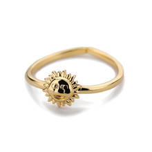 Anéis de sol de sorriso do vintage para a faixa feminina anel de aço inoxidável abertura anel ajustável festa elegante acessórios jóias presentes 2024 - compre barato