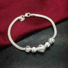 Pulseira de prata esterlina 925, joia feminina com contas, presente, 5 pedidos 2024 - compre barato