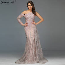 Vestido de noche rosa con cuentas y diamantes, Sexy, foto Real, un hombro, estilo Formal, 2021 Serene Hill, LA60999 2024 - compra barato