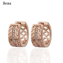 Irina Hollow Out Round 585 Rose Gold  Earrings with AAA CZ Fashion  Circle Round Earring Brinco Zirconia 2024 - buy cheap