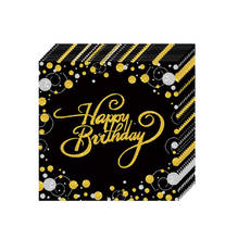 Gold Black Happy Birthday Bunting Banner Tableware Paper Cup Plate Napkins for 21 30 40 50 60 Birthday Party Decoration Supplies 2024 - buy cheap