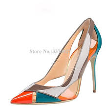 Zapatos de tacón de aguja para mujer, calzado Sexy de charol, con punta puntiaguda, con agujeros, a la moda 2024 - compra barato