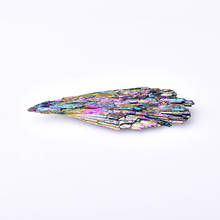 1pc Natural Quartz Crystal Jet stone Rainbow Titanium Cluster Mineral Specimen Healing Electroplate Color Feather Shape Ornament 2024 - buy cheap