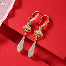 Bastiee Earrings For Women  Geometric  Silver 925 Jewelry Vintage Jade Korean Earrings Golden Plated   Sterling Silver 2024 - buy cheap