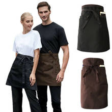 Avental universal unissex de cintura curta, avental de cozinha para homens e mulheres, para cozinhas, com bolso, para garçadeira 2024 - compre barato