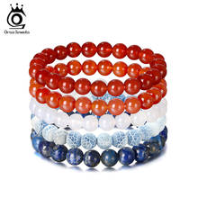 ORSA JEWELS 5Pc/set Natural Stone Bracelet Red Agate Lapis Lazuli Stone Bead Bracelet for Men Women Yoga Balance Bracelet  GMB44 2024 - buy cheap