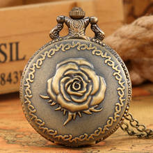 Exquisite Rose Retro Quartz Pocket Watches Arabic Numerals Dial Alloy Slim Chain Pendant Steampunk Clock Practical Gift For Mom 2024 - buy cheap