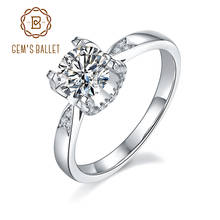 Anel de diamante de moissanite gem's balé com 4 garras, anel feminino elegante de prata esterlina 925, anel de moissanite 1ct d cor 2024 - compre barato