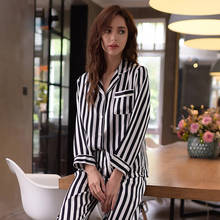 Real Silk Pajamas Women Female Sleepwear  High Quality  Printed Long-Sleeved  Pure SILK Fashion Pyjama Pants Two-Piece Sets 2024 - buy cheap