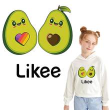 Avocado likee patch Iron on transfer patches for clothing stripes ironing vinyl heat transfer thermo Stickers on clothes fabric 2024 - buy cheap