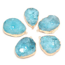 Natural Stone Blue Crystal Cluster Pendants Irregular Shape Exquisite Charm For jewelry making DIY necklace Earring accessories 2024 - buy cheap