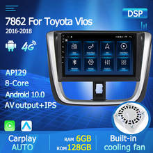 Central multimídia automotiva para toyota vios yaris, 2din, android 10, rádio estéreo automotivo, reprodutor de áudio, navegação gps ips 2016 2017, 2018 2024 - compre barato