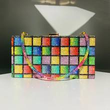 New Rainbow Diamond Wedding Clutch Bag Elegant Party Evening Clutch Purse and Handbag for Women Luxury Designer Crossbody Bag 2024 - buy cheap