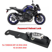 Gancho de montaje de bloqueo de contraseña para casco de motocicleta, seguridad antirrobo de lado negro, apto para Yamaha MT-10 MT10, FZ-10 FZ10 2016 2017 2018 2024 - compra barato