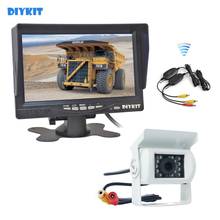 Diykit monitor automotivo sem fio, monitor lcd de 7 polegadas para visão traseira ré + câmera para visão noturna hd ccd 2024 - compre barato