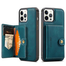 Card Holder Wallet Case For iPhone 12 11 Pro Max SE 2020 Detachable Magnetic Phone Case for iPhone X Xs Max XR 8 7 Plus Cover 2024 - купить недорого