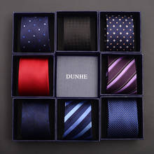 Высокое качество 2019 новые модные галстуки для мужчин бизнес 7 см в полоску Шелковый Галстук Свадебные официальные галстуки для мужчин дизайнерский бренд с подарочной коробкой 2024 - купить недорого