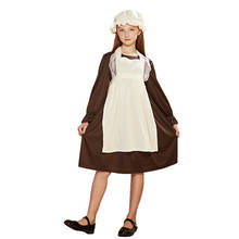 Medieval Renaissance Victorian Maid Girls Dress Halloween Party For Children Long Sleeve Cosplay Clothes Fancy Dress 2024 - buy cheap