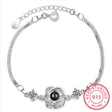Модные браслеты из стерлингового серебра 925 пробы с цирконием в форме сердца, двухслойные браслеты с цепочкой для женщин, ювелирные изделия S-B246 2024 - купить недорого