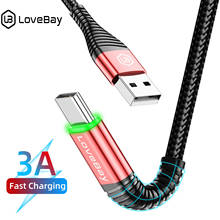 Lovebay LED 3A USB Type C Cable Quick Charge 3.0 for Samsung S10 Mobile Phone Charging USB Type C Cable for Xiaomi Fast Charging 2024 - buy cheap