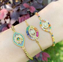 eye multicolor crystal micro pave cz zircon cubic zirconia Bracelet Adjustable silicone Snake Chain Jewelry tg23 2024 - buy cheap