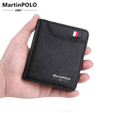 MartinPOLO Genuine leather wallet Men Small wallets Slim Id Credit card holder Bifold Short Wallet Luxury Black purse MP1005 2024 - buy cheap