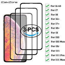 3 Pieces 9H Full Coverage Cover Tempered Glass For iPhone 7 8 6 6s Plus Screen Protector Protective Film For iPhone X XS Max XR 2024 - buy cheap