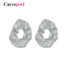 Carvejewl Big stud earrings hammered irregular round earrings for women jewelry girl gift matte silver plated earrings hot sale 2024 - buy cheap