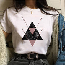 Camiseta de algodón con estampado geométrico para mujer, Camiseta estampada de los años 90, Top Harajuku, Top de algodón 2021, moda europea y americana 2024 - compra barato