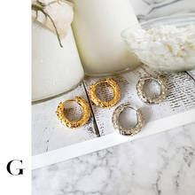 GHIDBK Small Chunky Statement Textured Hoop Earrings Minimalist Hollow Ring Earring Handmade Geometric Circle Earring Wholesale 2024 - buy cheap